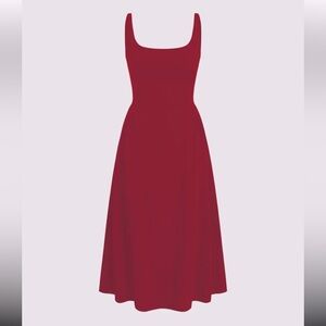 Revealing Red low cut empire waist pleated maxi dress
